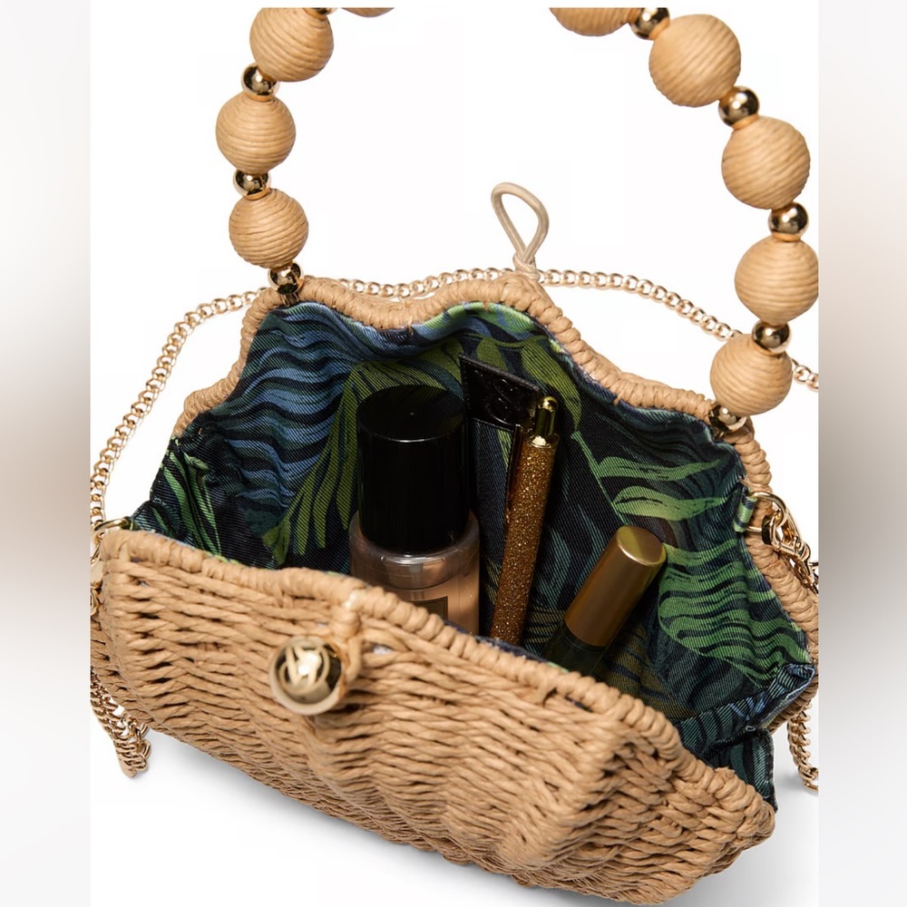 ☀️🐚VICTORIA’S SECRET WOVEN SHAPED RAFFIA SHELL BAG 🐚 crossbody bag removal chain - Picture 7 of 14